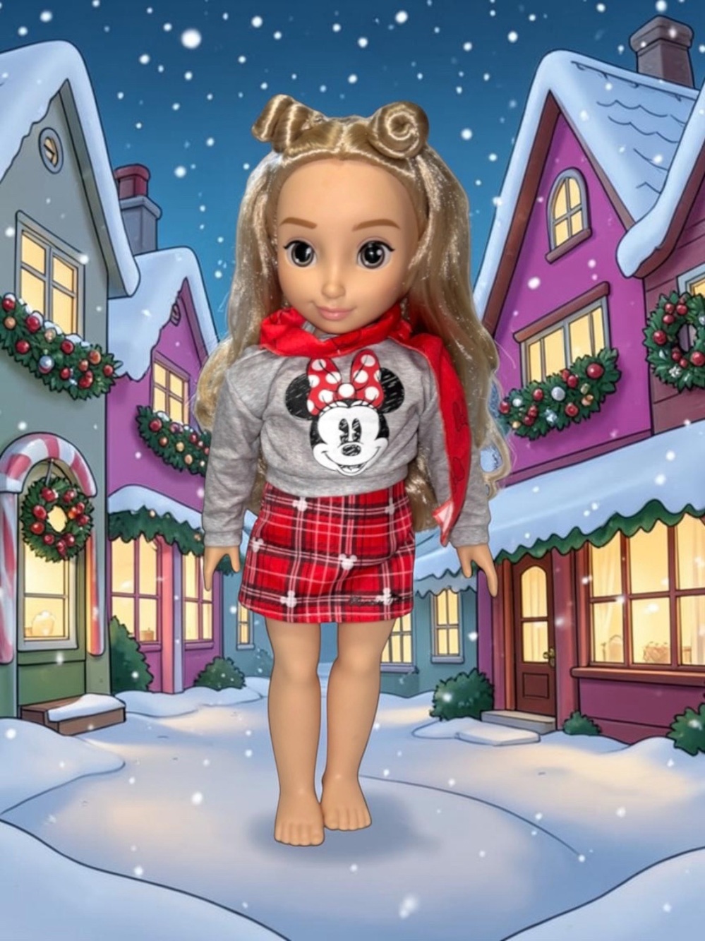 Disney ILY 4ever 18" Doll Minnie Mouse Inspired Blonde Hair Plaid Skirt Jakks